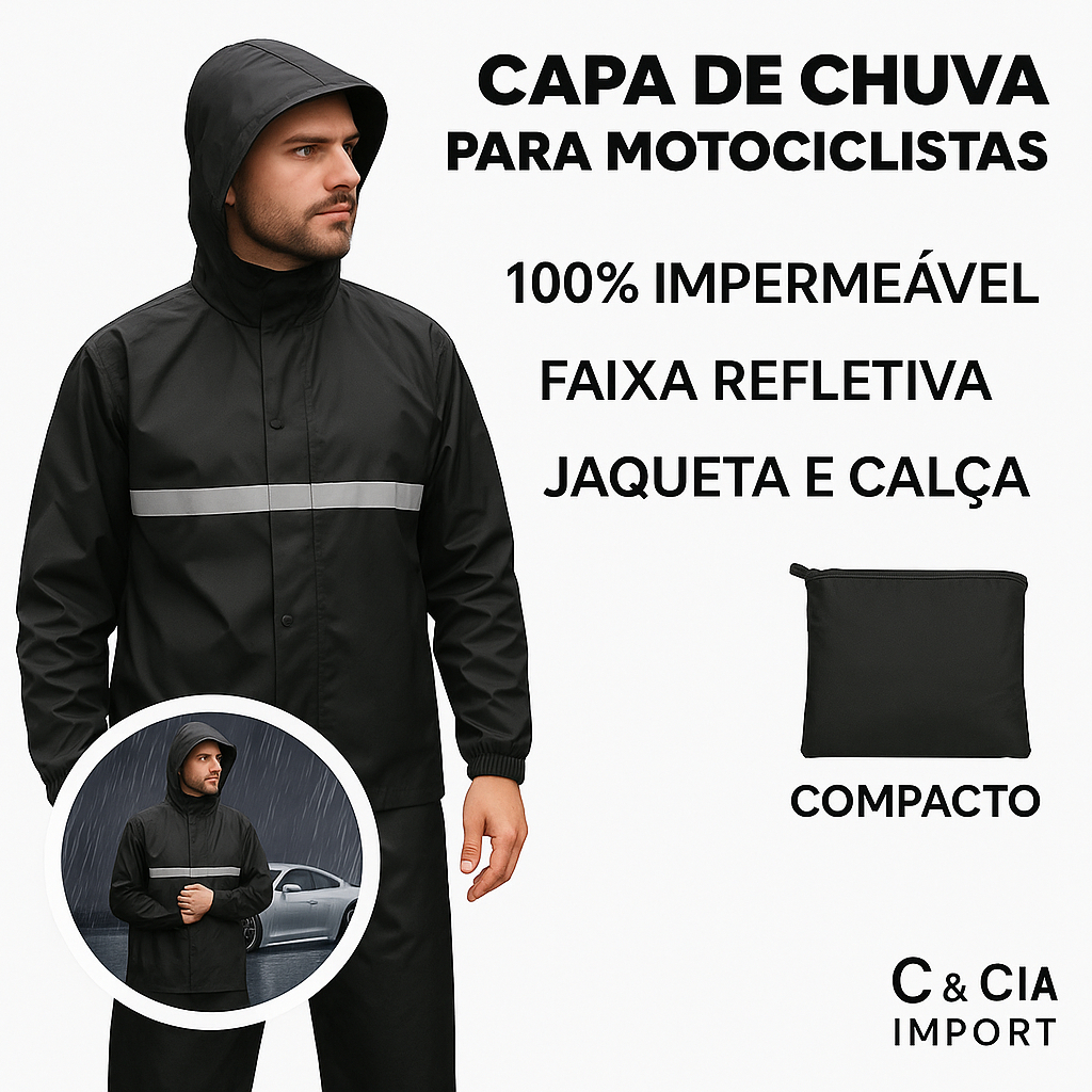 Capa Chuva Moto Motoqueiro Profissional Resistente Pvc Motoboy Impermeável em Oferta na Shopee