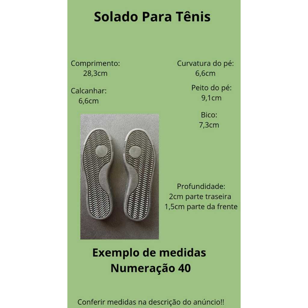 SOLADO PARA TÊNIS - MATERIAL BORRACHA LEVE DE ALTA QUALIDADE (PAR) — imagem 2 de 2