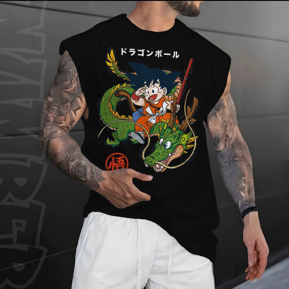 Camiseta regata machao oversized goku dragon ball z shenlong estilosa Unissex Longline