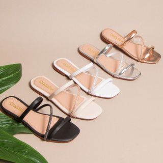 Sandália Chinelo Rasteirinha Brilho Strass Metalizada Confortavel