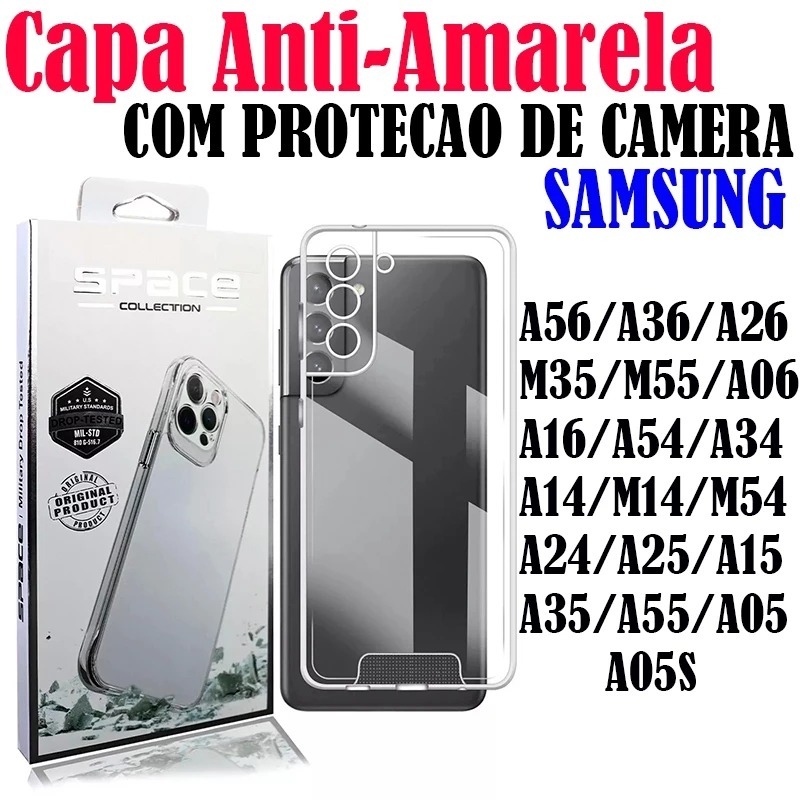 Capinha Acrilico Transparente Samsung A56/A36/A26/M35/M55/A06/A16/A54/A34/A14/M14/M54/A24/A25/A15,A35,A55,A05,A05S..
