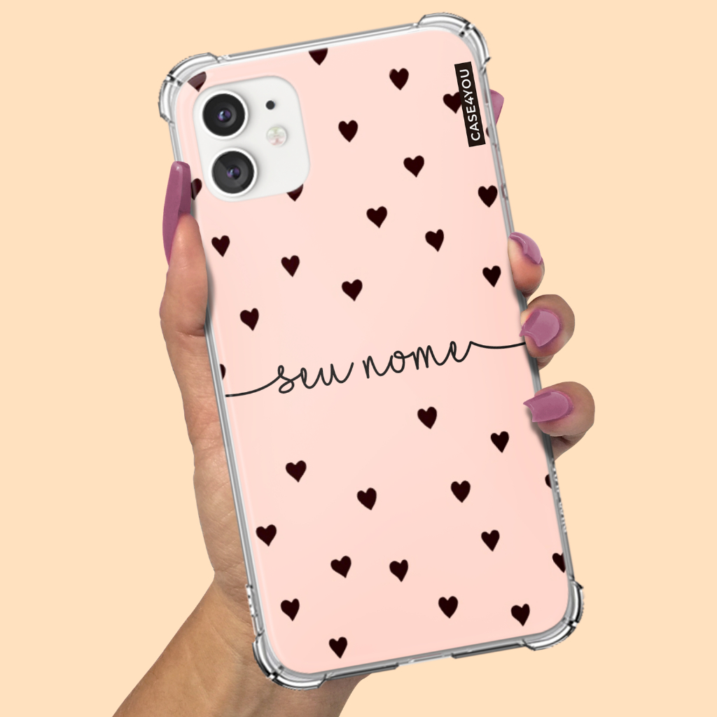 Capa Capinha para Samsung Galaxy A10 A10s A11 A12 A13 A14 A15 A16 A17 Anti-impacto Personalizada Corações Rosê
