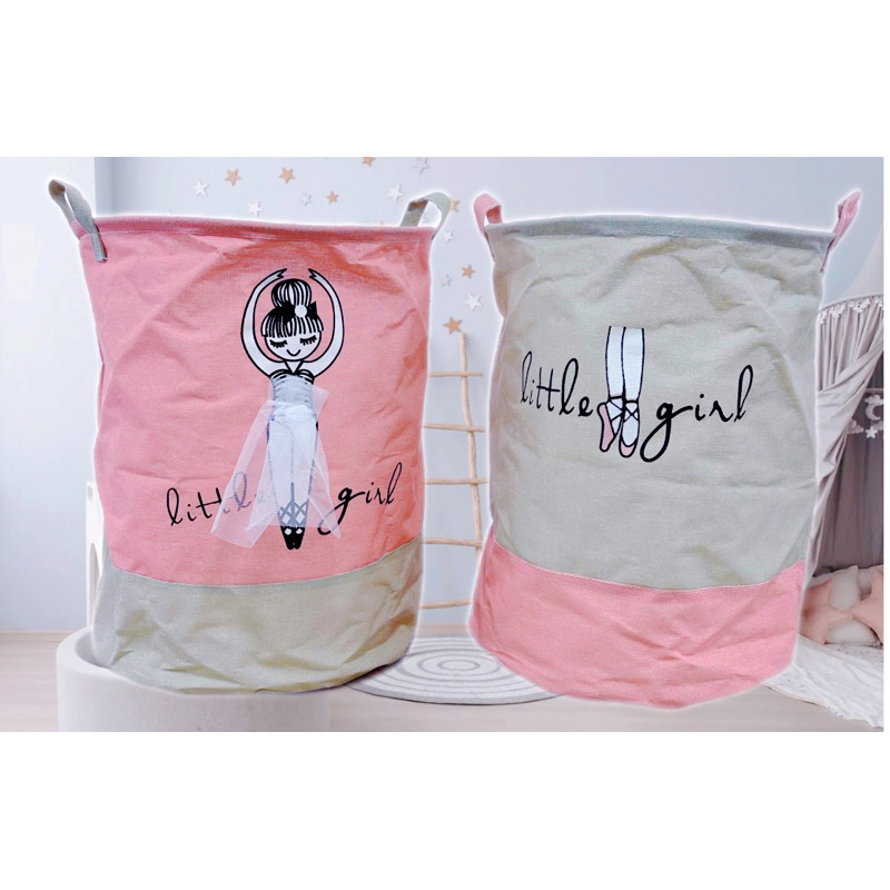 Kit 2 Cesto Multiuso Organizador Dobrável De Roupa Suja e Brinquedo Desenho Menina 55 Litros