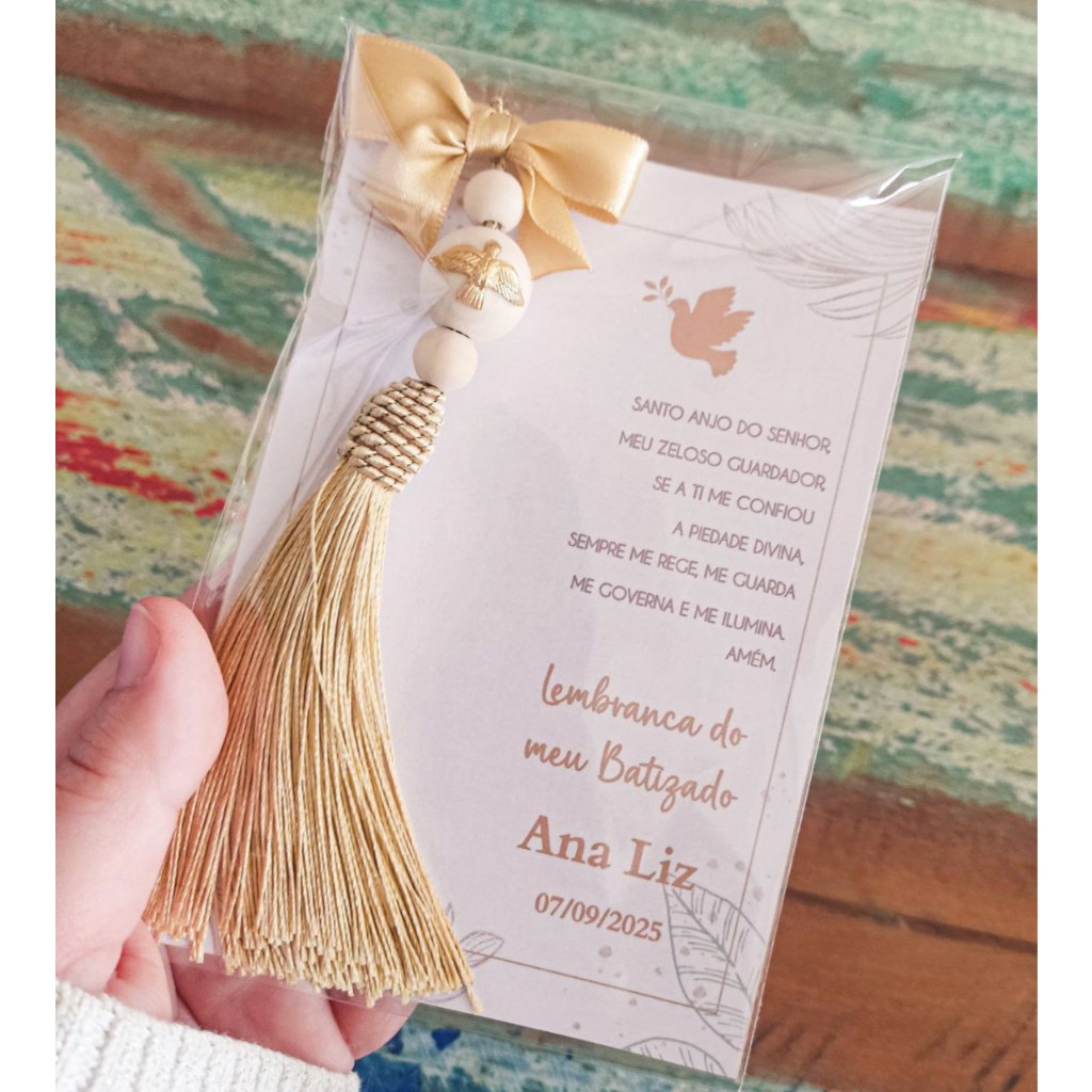 Lembrancinha Batizado Chaveiro Divino Espírito Santo Personalizado Kit 30/35/40 uni