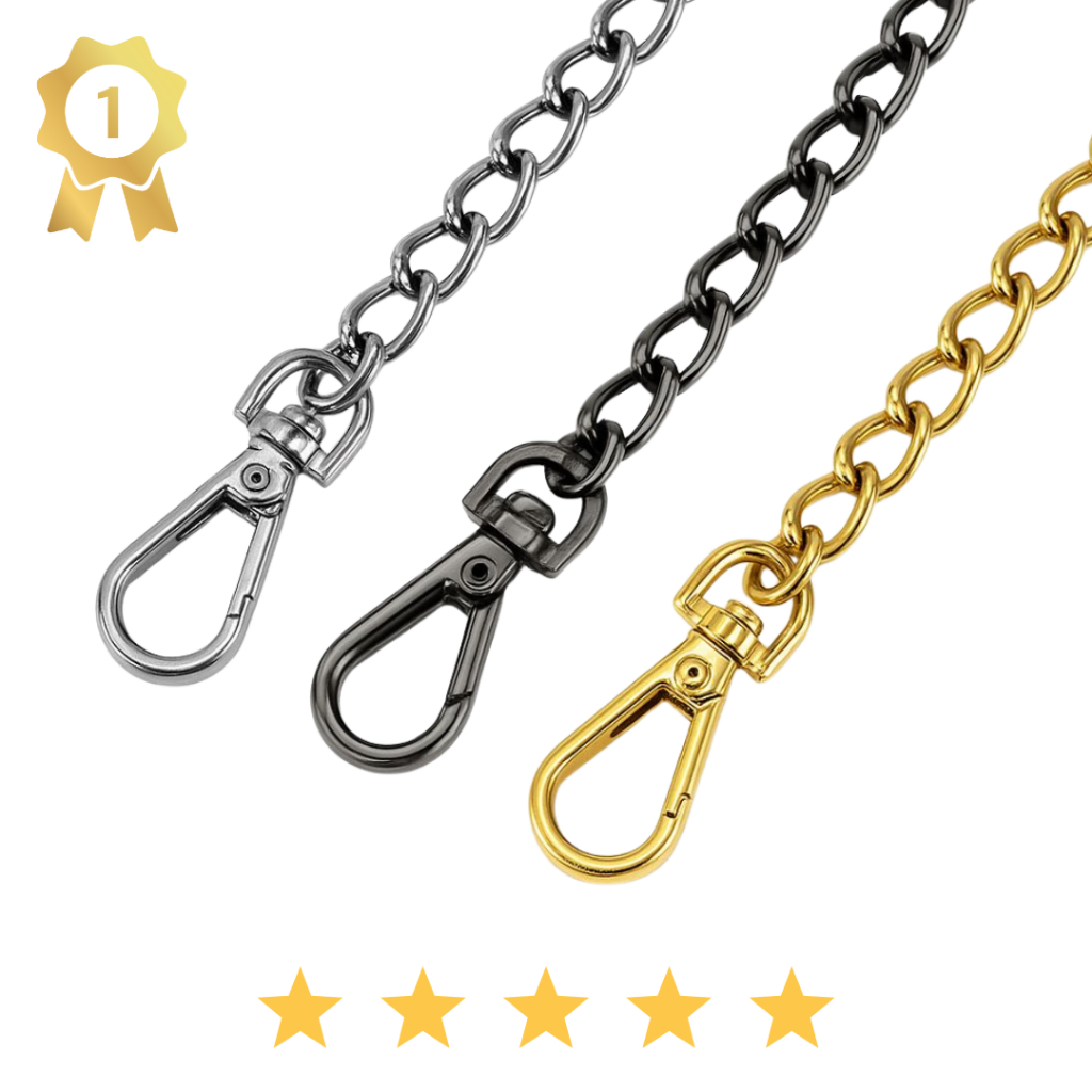 Kit Correntes 1,50 Metros Para Alça de Bolsas Ombro Transversal Artesanato Decoração Com Fechos Mosquetão Pronto Uso em Oferta na Shopee