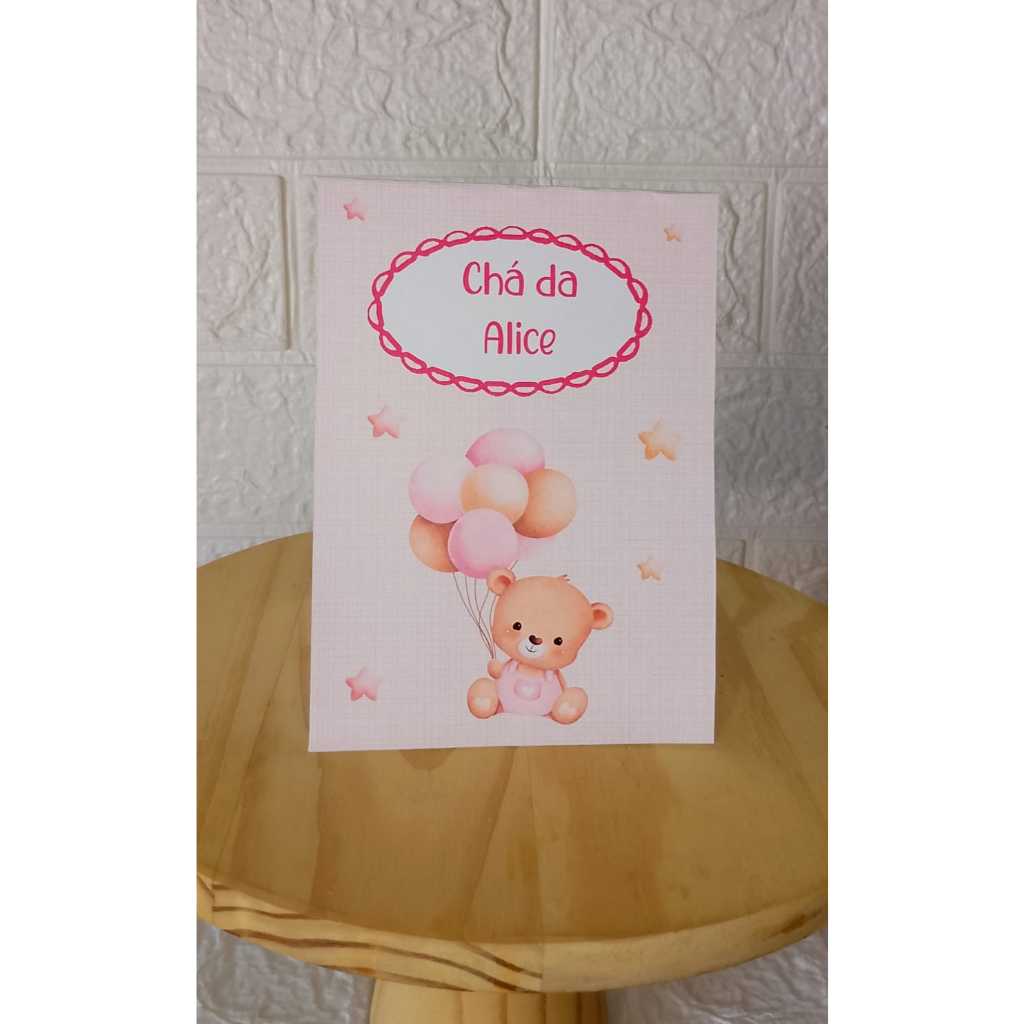 Plaquinha de agradecimento-Centro de Mesa-Ursinha Baloeira- Chá de Bebê-Aniversário-Festa-Lembrancinha