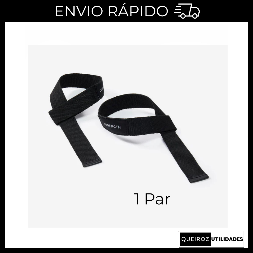 Um Par - Strap Musculação - Tala Strap Treino Academia - Resistente Cor Preto