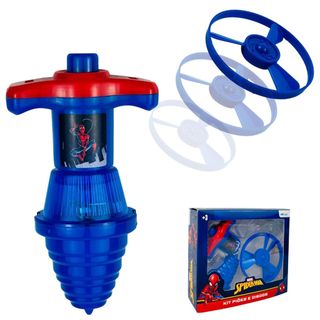 Kit Piões E Discos Homem Aranha Brinquedo Infantil Marvel Divertido