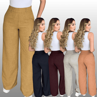 Calça Pantalona em Linho Sofisticada Casual em Oferta na Shopee