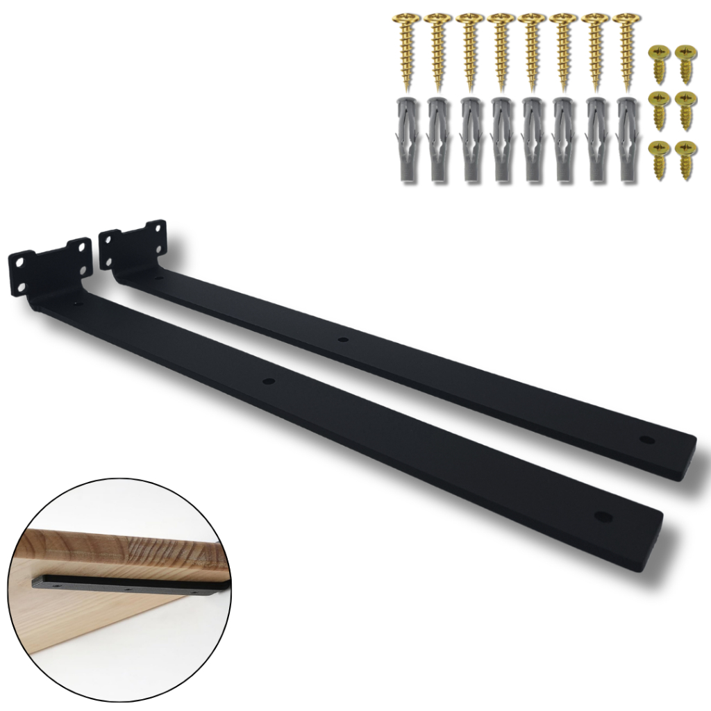 Kit 2 Suportes de Prateleira Mão francesa Estilo Moderno Aço Resistente Cantoneira Embutida 40cm