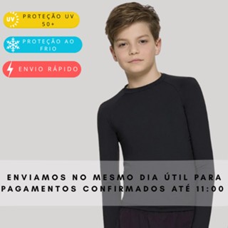 Camisa Térmica Infantil Masculina Proteção Uv50 Segunda Pele Camiseta Blusa Malha Fria Bebê Menina Manga Longa DRB Modas