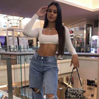 Cropped Decotado Suplex Forrado Manga Longa Inverno Segunda Pele Moda Blogueira em Oferta na Shopee