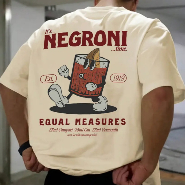 Camiseta Estampada Negroni 100% Algodão Bebida Estilo Streetwear