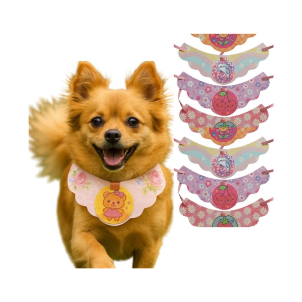 Kit Gargantilha Coleira Pet Shop Estampada Cachorro Gato Modelo Diversos Atacado