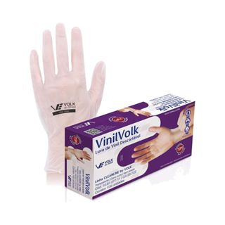 Luvas Descartáveis de Vinil Volk Sem Amido Com 100 Unidades - P em Oferta na Shopee