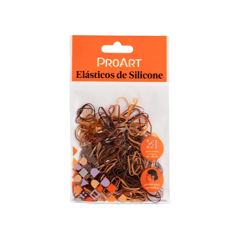 Elástico de Silicone para Cabelo ProArt Tamanho P 200 Unidades Marrom