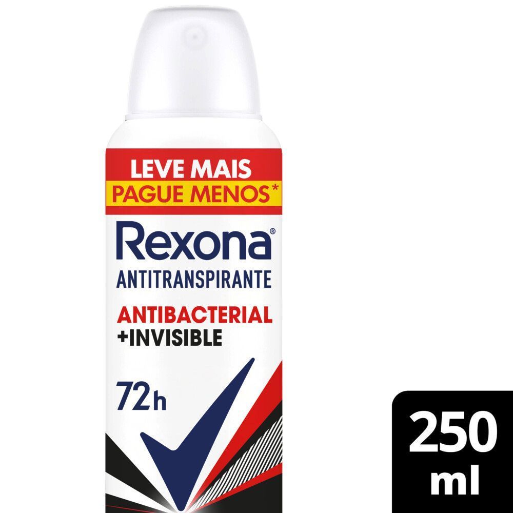 Desodorante Aerosol Antitranspirante Rexona Antibacterial + Invisible 250ml em Oferta na Shopee