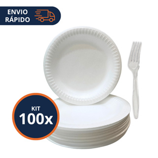 Kit Churrasco/Festa Descartável 100x Prato de Isopor + 100x Garfo Ultra Resistente Oferta em Oferta na Shopee