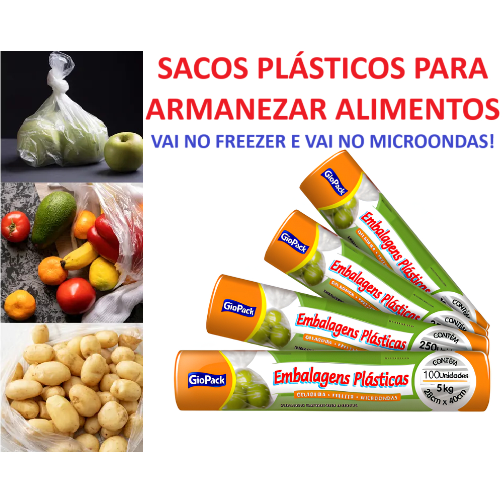 Bobina picotada  de Sacos plásticos para alimentos saquinhos rolo freezer micro-ondas livre de BPA