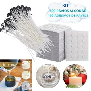 Pavio de Algodão e Adesivo Colante Para Velas Veganas - 10cm em Oferta na Shopee