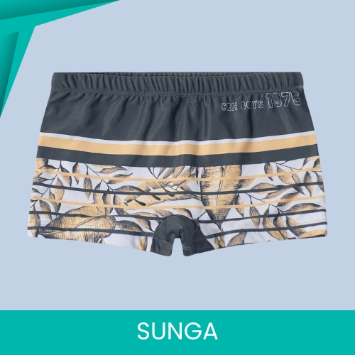 Sunga Boxer com Proteção UV50+ Infantil Cinza Flores Carinhoso Tamanho 2
