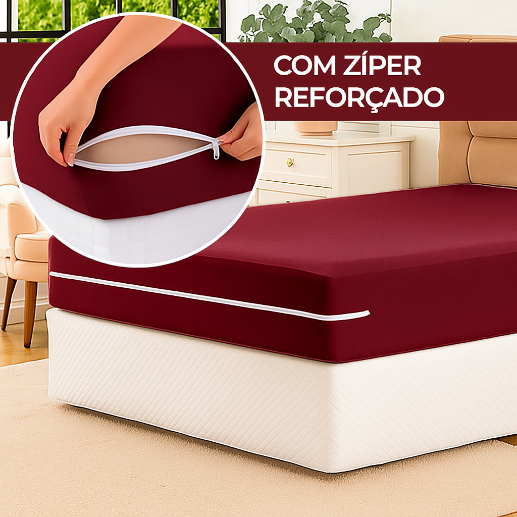 Capa Protetora para Colchão Cama Box Malha Gel Ziper Solteiro Casal Queen Resistente  | Várias Cores