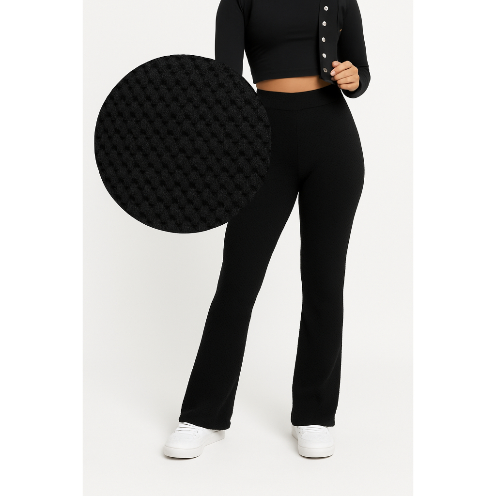 Calça Flare Colmeia Bailarina Boca de Sino Feminina