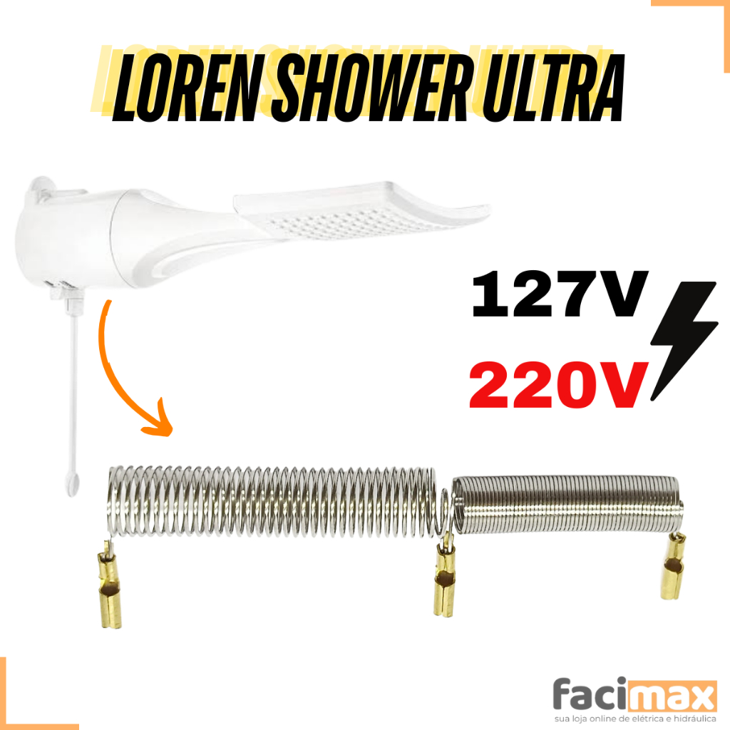 Resistência Loren Shower Ultra Chuveiro Lorenzetti 127v (5500w) 220v (6800w) (7500w)