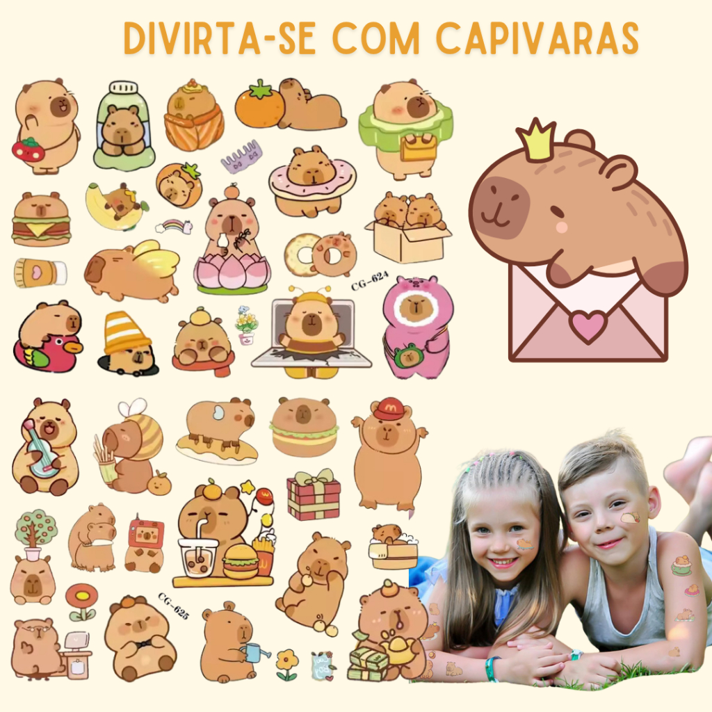 Tatuagem Temporária Tatuagens Removível Infantil Capivara Mais de 30 Adesivos para Festa Unissex em Oferta na Shopee