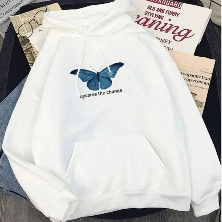 Moletom Estampa Buterfly Canguru Feminino Algodão Atacado Blusa Borboleta
