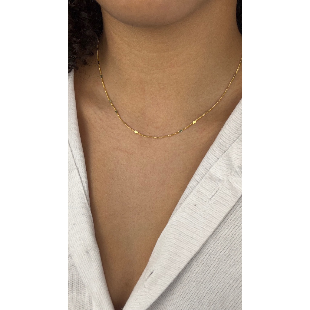 Choker Colar Feminino Delicado de Corações Folheado a Ouro 18K – Semijoia Minimalista