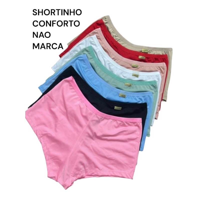Kit 5 Shortinho Liso Confortável Boxer Feminina Noite Cueca Não Marca Lingerie Feminina Casual Dia Dia