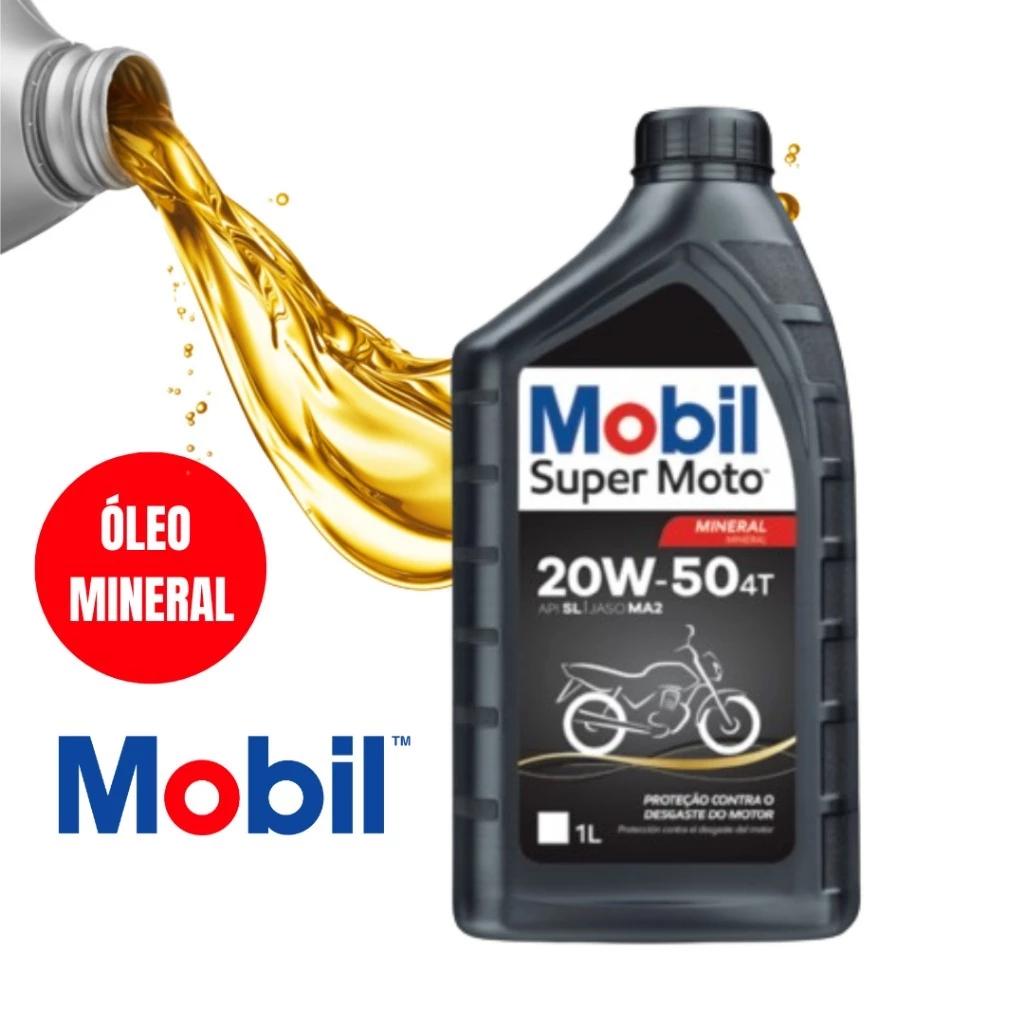 Oleo Mobil 20w50 Moto Óleo Lubrificante Motos 4t 20w50 1 Litro Mineral Super Motos Original em Oferta na Shopee