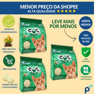 Areia Higiênica Biodegradável Catbio 12 Kg (3 pacotes 4kg) - Super Clean - Grãos Médios - novo