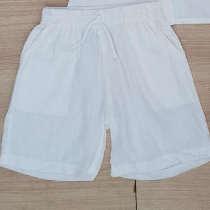 Shorts Linho Menino Bermuda Bolso Infantil Moda Praia