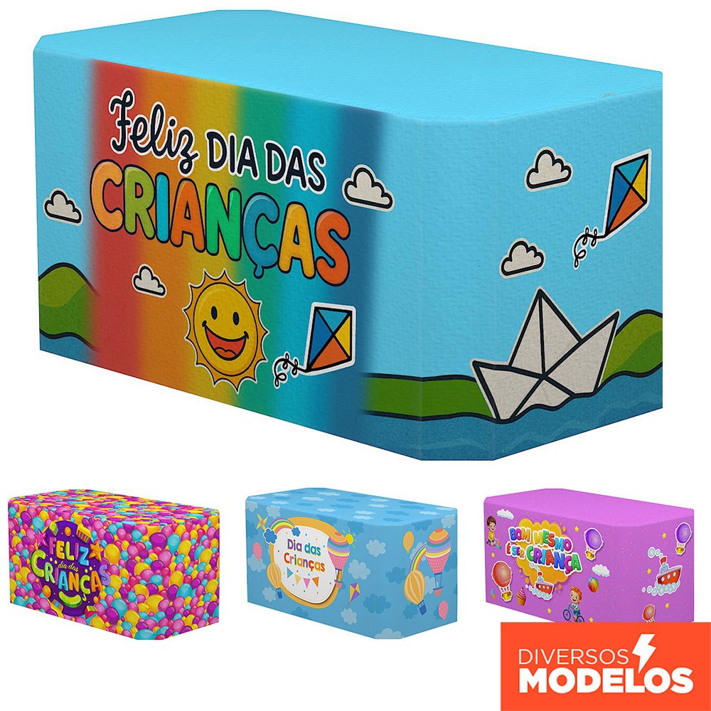 Capa de Mesa Festa Dia das Crianças Sublimada Forro Veste Fácil Em Tecido em Oferta na Shopee
