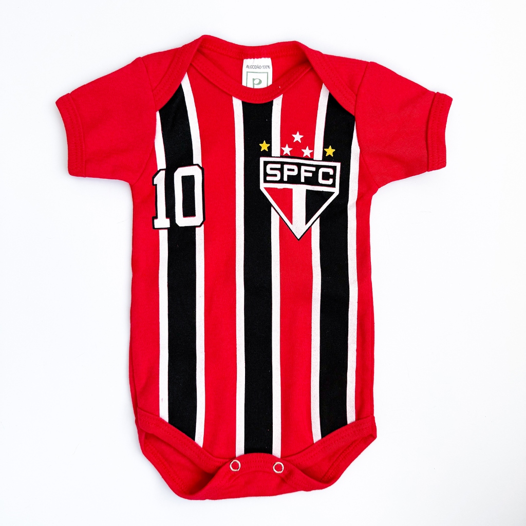 Body Infantil Bebê Torcedor – Roupa Uniforme Torcedor Futebol Vermelho e Preto
