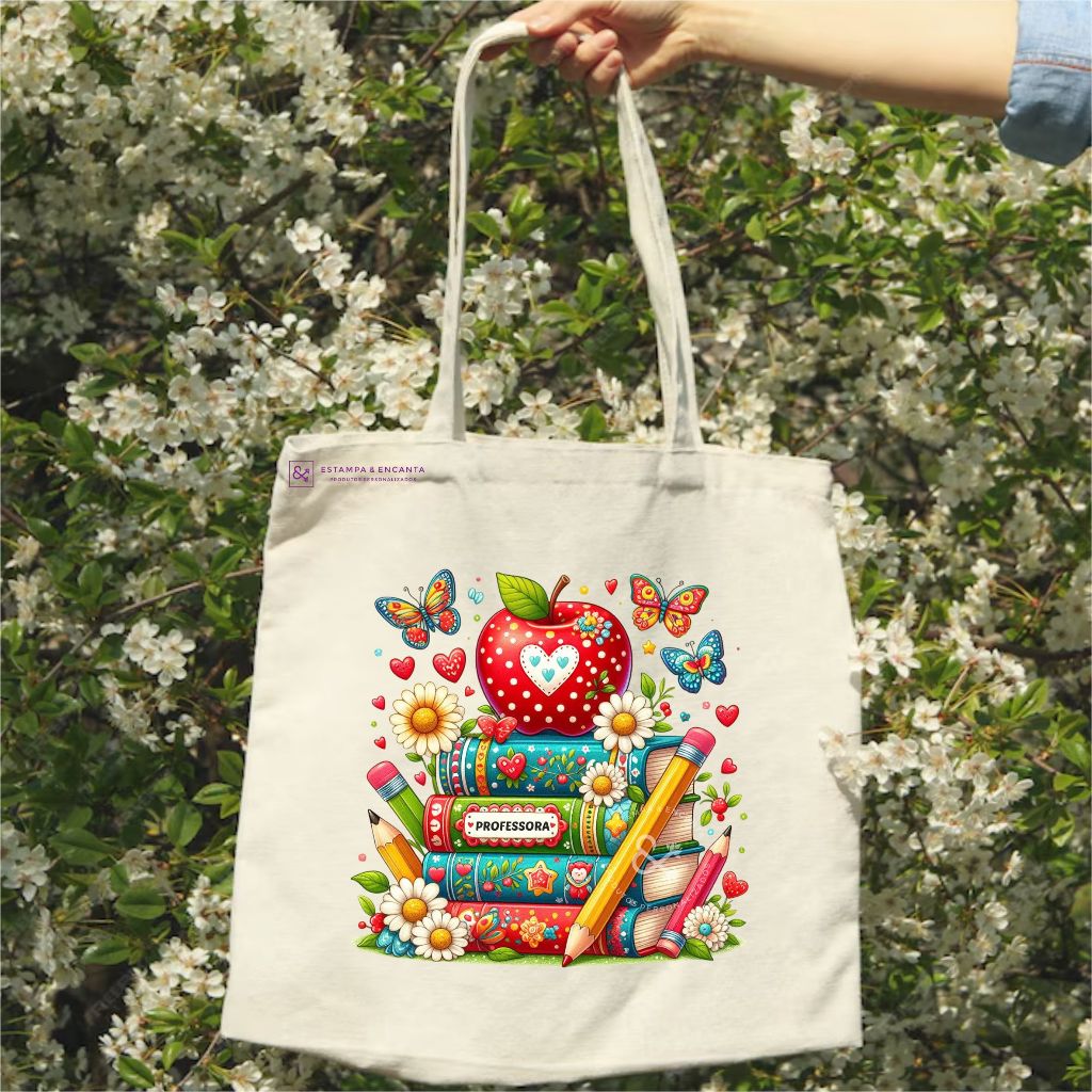 Ecobag Bolsa Professora Sacola Algodão Cru Praia Ecológica Reutilizável Livros