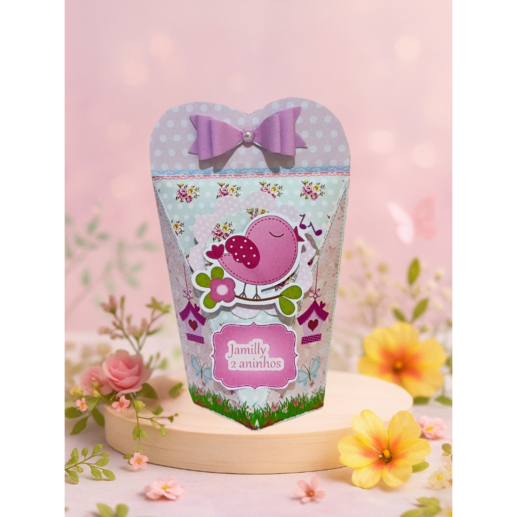 Caixas Coração Jardim Encantado Semi Montada - Lembrancinhas Personalizadas - Papelaria Personalizada
