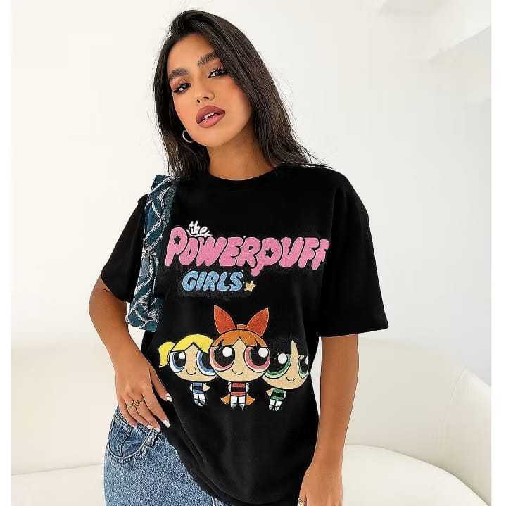 Blusa Feminina Meninas Super Poderosas Oversized Algodão Moda Blogueira Casual e Academia Treino