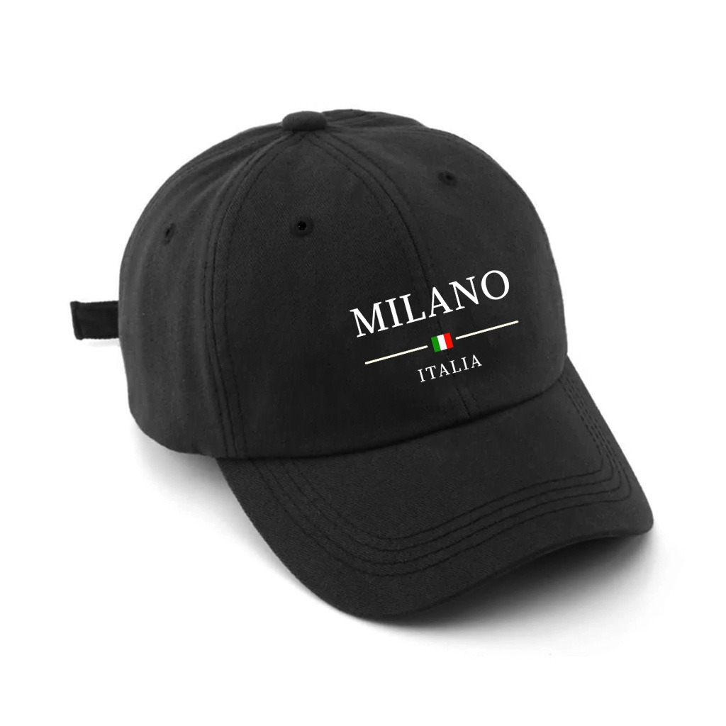 Boné Milano Italia Beisebol Retrô Bordado Unissex Algodão Regulagem Boné Preto Macio Estiloso em Oferta na Shopee