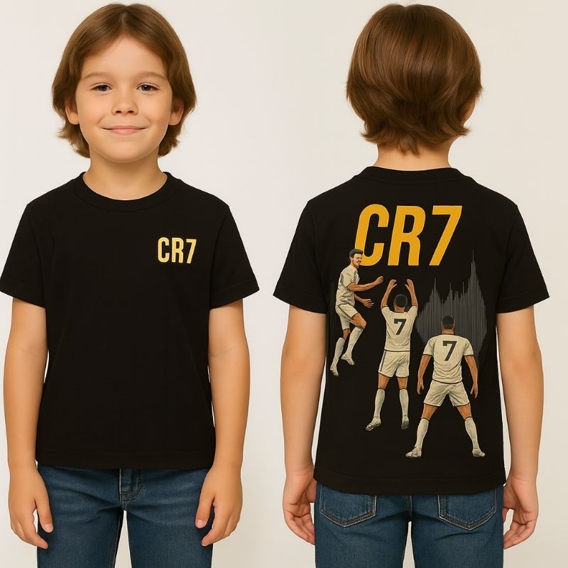 Conjunto Infantil CR7 Camiseta Premium + Bermuda Moletom com Bolso e Cordão – Conforto, Estilo e Qualidade para Pequenos