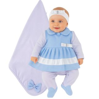 Conjunto Saída Maternidade Eliza Azul 5 Peças 100% Algodão Premium em Oferta na Shopee