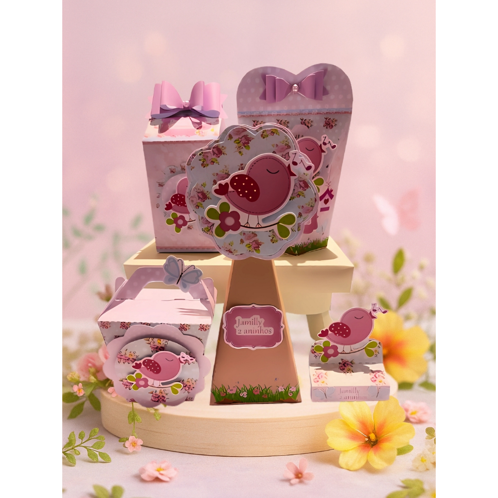Kit Festa: 50 Caixas Personalizadas Jardim Encantado - Lembrancinha Personalizada - Papelaria Personalizada