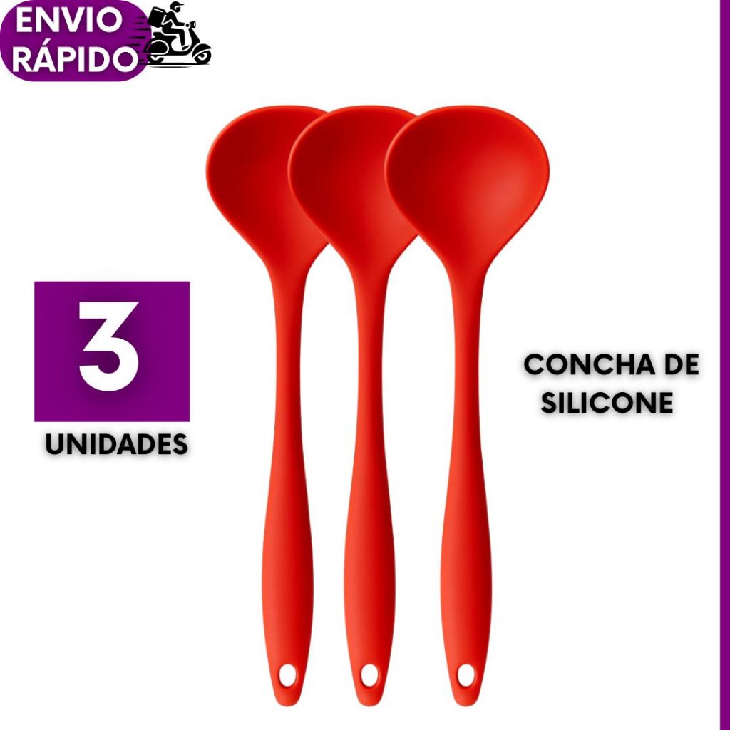 Kit 3 ou 2 un Concha Silicone Premium Grande Feijão Caldos Cozinha Restaurante Buffet