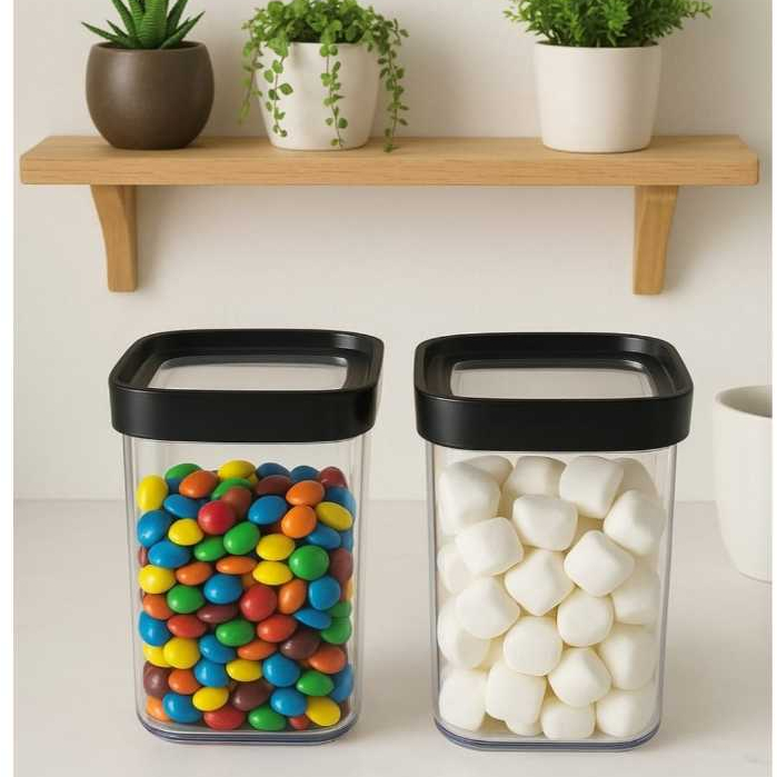 kit de Potes Herméticos com Vedação Empilháveis em Acrilico Cristal