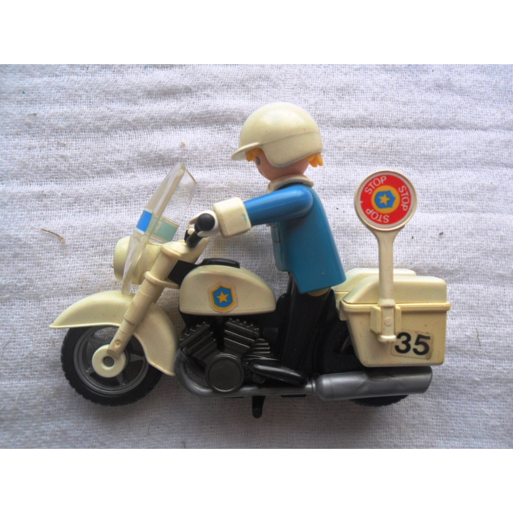 BRINQUEDO ANTIGO PLAYMOBIL - GEOBRA - TROL - ANOS 1990 - MOTOAGENTE DA POLICIA  Nº 3564 - CONSERVADO