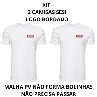 KIT DUAS CAMISAS, CAMISETAS, UNIFORME ESCOLAR, SESI, UNISEX, BORDADO, ADULTO, INFANTIL, 8 AO GG em Oferta na Shopee