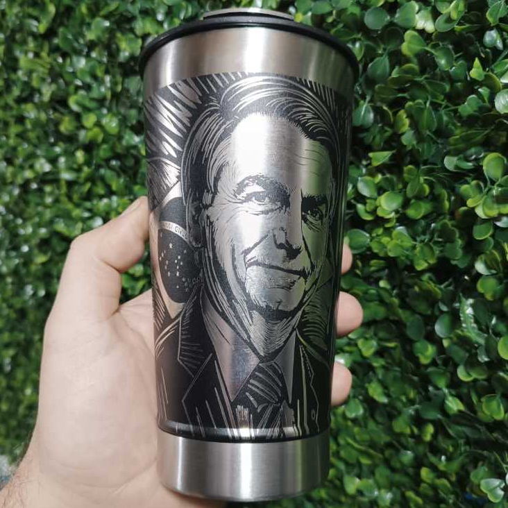 Copo Térmico Personalizado Bolsonaro Trump Ver02 470ml Gravação 360° Graus Laser