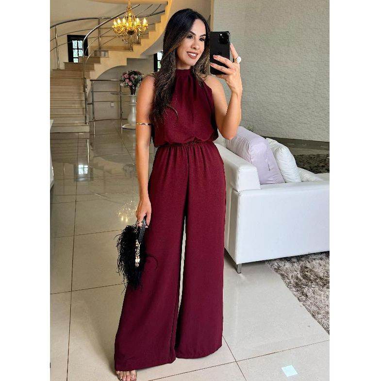 macacão gola alta frente única com Pantaloon fleer para formatura e casamento em Oferta na Shopee